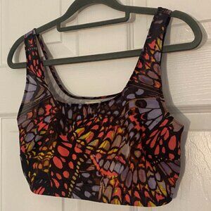 Fabletics Yitty Mesh Me Smoothing Midi Bralette in Neon Pink Buttafly